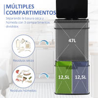 HOMCOM Cubo de Basura para la Cocina Apertura Automática Sensor Papelera de Cocina o Dormitorio 72L Acero Inox - details 2