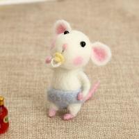 Kit De Manualidad DIY Para Ratón Con Muñeco De Lana Piqueteado Material Hecho a Mano Juguete De Lana Animal No Terminado - details 2