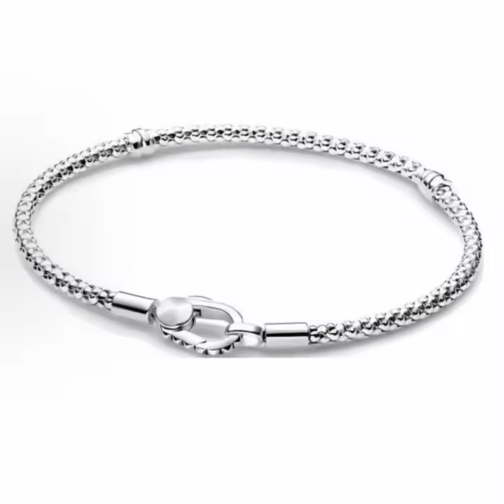 Pandora - Pulsera de mosquetón, cadena lisa, pulsera de plata de ley para mujer, regalo para ella, metal, sin piedra - 1