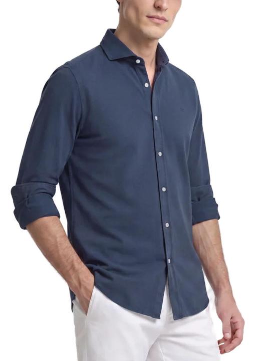 Silbon sport navy blue structure shirt for men