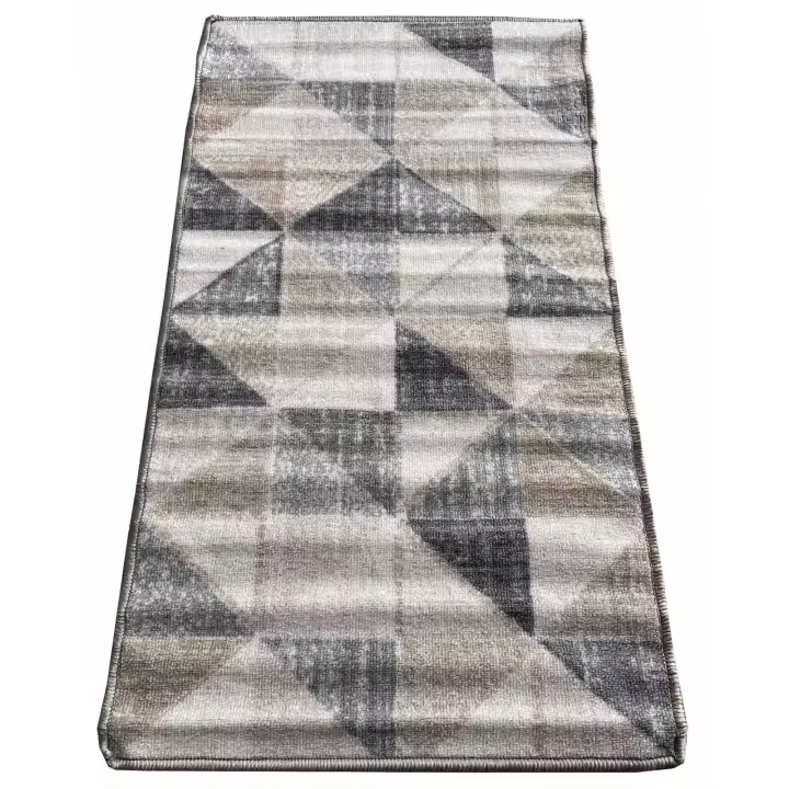 Alfombra para pasillo rollito pasillero 100cm - Triangulos Rombos Gris Crema 715U101-51 - 1