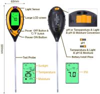 Kit De Prueba De Tierra Para Plantas Con Medidor De Humedad Y pH 3 En 1 Herramienta De Acidez Y Luz Para Flores Y Jardín - details 8