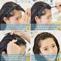 2pcs Diadema De Encaje Doble Capa Moda Plástico Tejida Estilo Punk Accesorios Para El Cabello Para Mujer Adornos De Cabeza Para Exterior Todas Las Estaciones - details 4