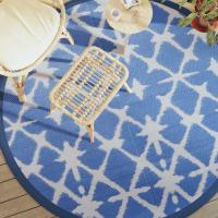vidaXL Alfombra de exterior ARAKIL Ø200 cm PP en color Rosa/Marrón/Gris claro y blanco y más - details 5