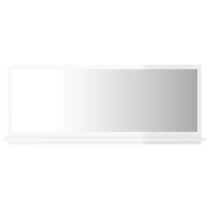 Espejo de baño Madera contrachapada Blanco Brillo 90x10,5x37 cm - 1