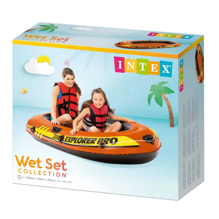 Barco Hinchable Intex Explorer Pro 200 de 196x102x33cm con 3 Cámaras de Aire y Suelo I-beam - 1