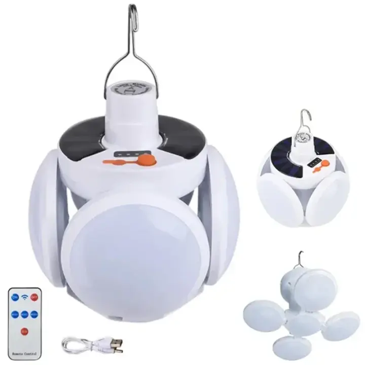 Luz Solar Plegable para Exteriores - Bombilla LED Recargable Portátil - 1