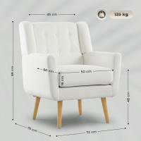 Tapizado Reclinable Teddy Reclinable de Lana Pata de Madera, Blanco - details 6