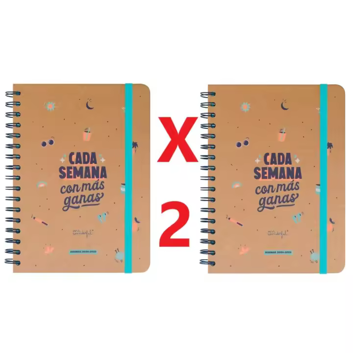 2 UNIDADES  Mr.Wonderful - Agenda Wonder 2024/25 Semanal - Cada semana, con más ganas - Agenda Escolar con Organización Semanal - Incluye 8 Hojas de Pegatinas - 1