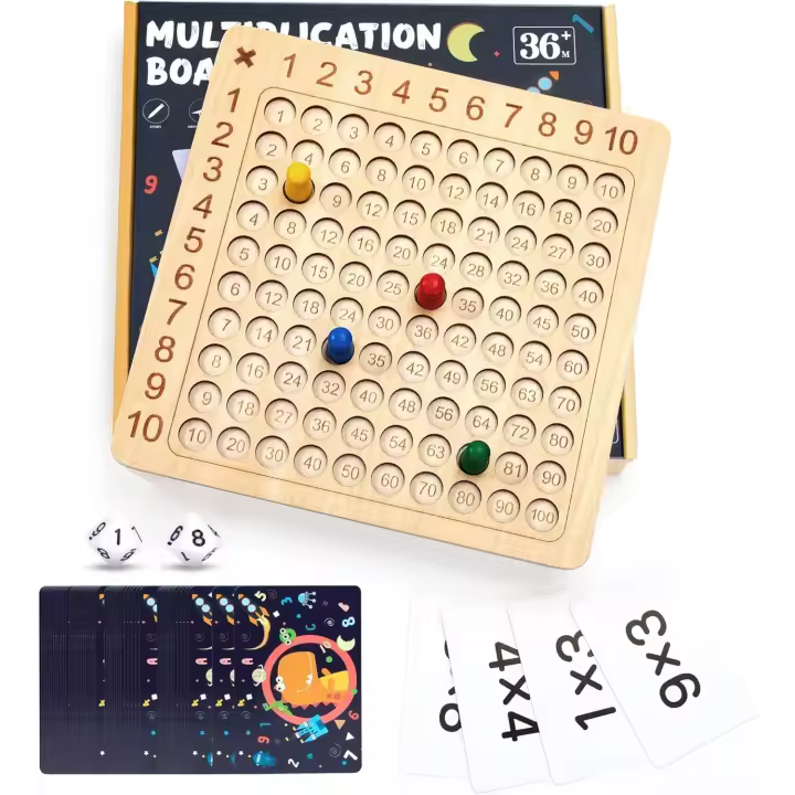 Tablas de multiplicar de madera, tablero de multiplicación Montessori, juegos de mesa, juguetes educativos de matemáticas para niños y estudiantes de primaria. - 1