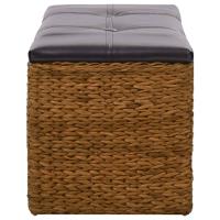 vidaXL Banco con 2 cestas hierba marina 71x40x42 cm marrón - details 3