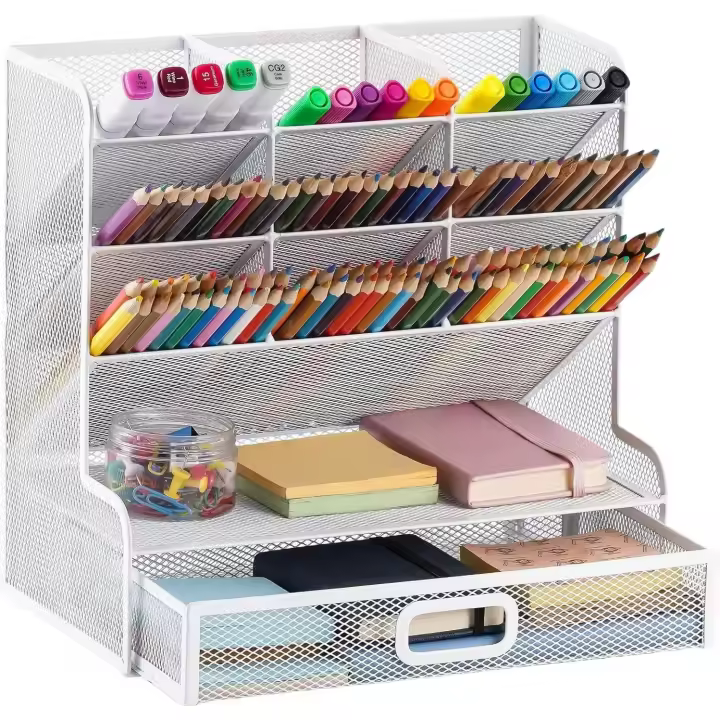 Organizador de escritorio de Malla, Soporte multifuncional para bolígrafos,Organizador de bolígrafos para escritorio,Organizador de escritorio,Estante de almacenamiento para la Oficina Escolar - 1