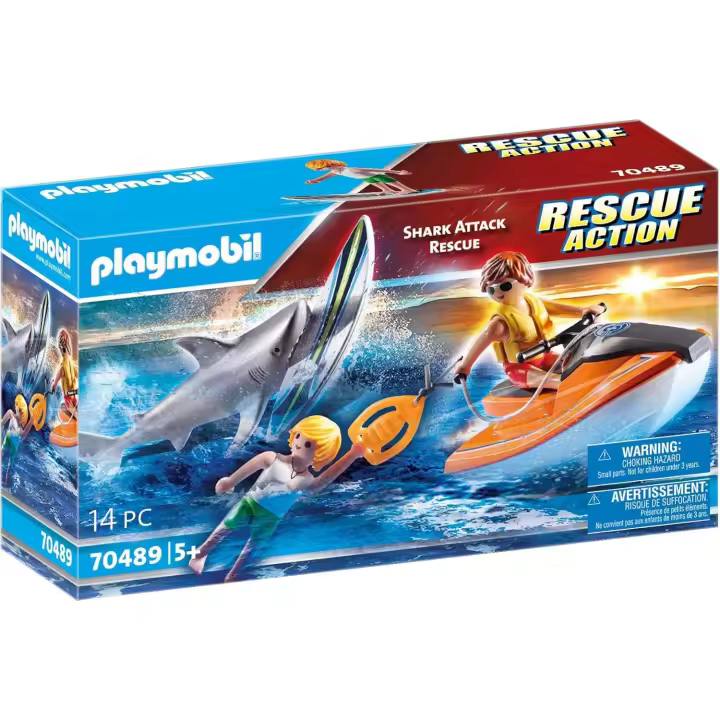 PLAYMOBIL -  Shark Attack and Rescue Boat - Juguete de construcción - Coleccionable - Edad recomendada mayores de 6 años - 1