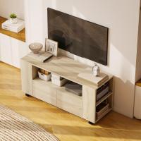 TV Unit with Wheels, Mobile TV Table, TV Unit up to 42 Inches, with 2 Drawers, Adjustable Shelves for Living Room, Dining Room, Bedroom, Natural Wood - details 5