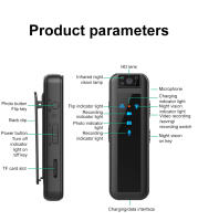 Cámara Corporal Mini HD1080P Portátil Con Visión Nocturna Grabadora De Video Deportiva Para Policía Seguridad Y Actividades Al Aire Libre - details 7