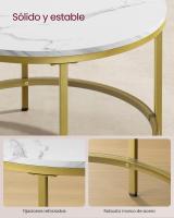 Mesa de centro redonda de imitación mármol, estante de vidrio templado, 65x46 cm, estilo moderno para salón - details 4