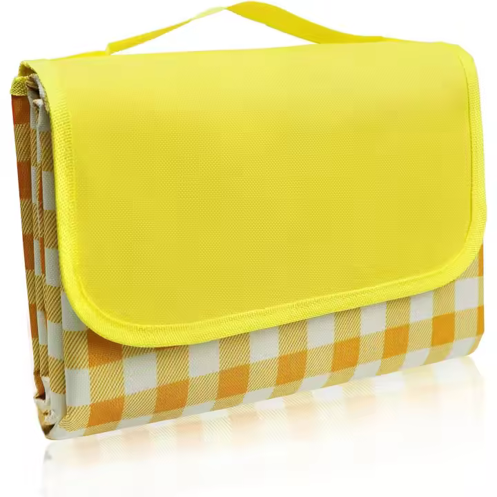 Waterproof Picnic Blanket 200x200 CM, Portable Foldable Camping Mat Beach Mat for Camping Park Yard (Yellow) - 1
