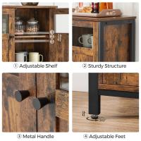Aparador con puertas de cristal estilo industrial, para comedor, salón, cocina, marrón rústico o marrón turquesa - details 13