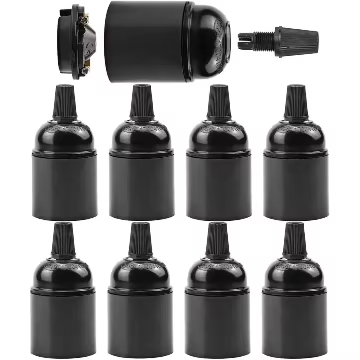 Portalámparas de baquelita vintage Ee27, portalámparas E27, portalámparas E27 para iluminación colgante, iluminación de cafetería, Decoración Retro de bombillas colgantes, cafetería, Cocina, 8 piezas - 1