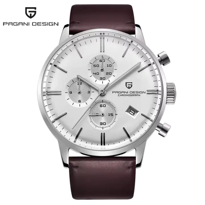 Reloj Deportivo Para Hombre PAGANI DESIGN De Cuero Genuino Y Acero Inoxidable Con Cronógrafo Resistente Al Agua Y Fecha Automática VK67 - 1