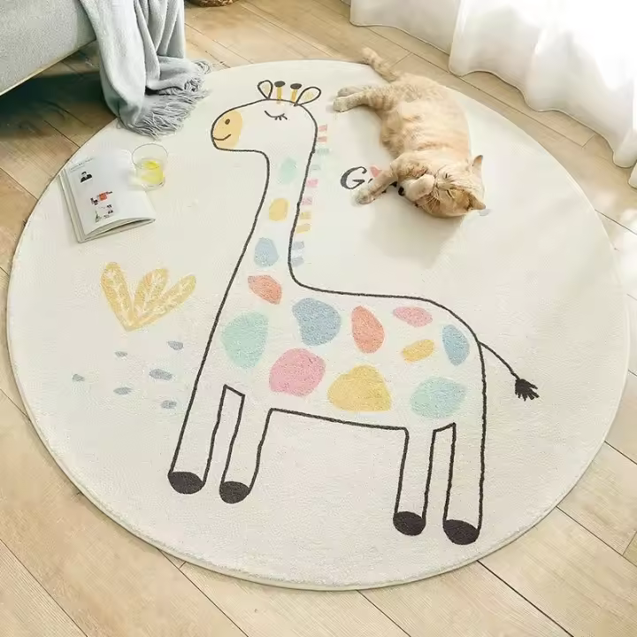Carpetas Redondas Para Juegos Infantiles Alfombra Blanca De Peluche Para Dormitorio Alfombra Para Bebés Con Alfabeto Alfombras Para Niños - 1