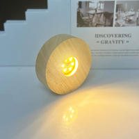 Soporte De Madera Para Lámpara LED Base De Cristal Resina 3D De 8cm Y 10cm Con Luz Caliente Fría Operado Por Baterías AAA - details 2