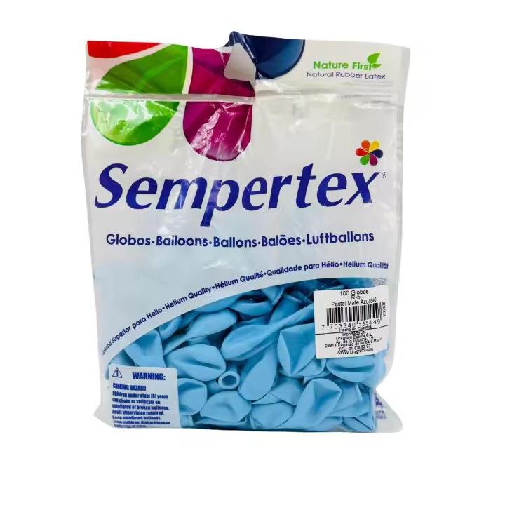 Globos De Látex, Color Azul Pastel Mate. R5/12.5 Cms. Bolsas De 100 Uds. Globos Profesionales. #SEMPERTEX - 1