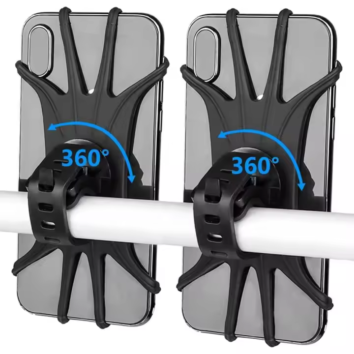 2 soportes universales para teléfono de bicicleta, de silicona, para motocicleta, con rotación de 360°. - 1