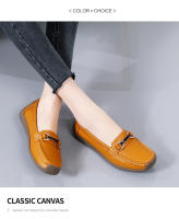 Zapatillas Casuales Para Mujer 2024 Talla Grande Zapatos Planos Slip-on Mocasines De Cuero Genuino Barco Zapatos Casuales De Primavera/Otoño - details 11