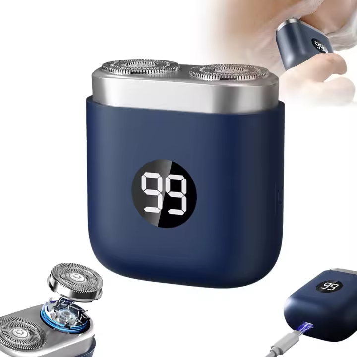 Mini afeitadora eléctrica de doble cabezal, modelo 2025, portátil de bolsillo para hombre, lavable, recargable por USB (azul) - 1