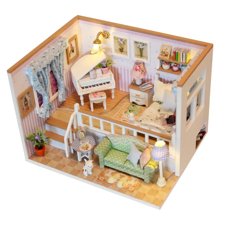 DAM. Habitación Porque te conocí. Maqueta 3D realista con gran detalle y luces led. 17x14x12cm. - 1