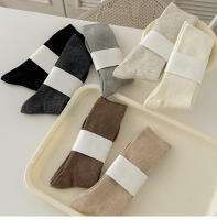 Calcetines Para Mujer Color Sólido Otoño Calcetines Algodón Transpirables Absorbentes De Sudor Retro Para Niñas Calcetines De Pierna Alta Estilo Casual - details 4