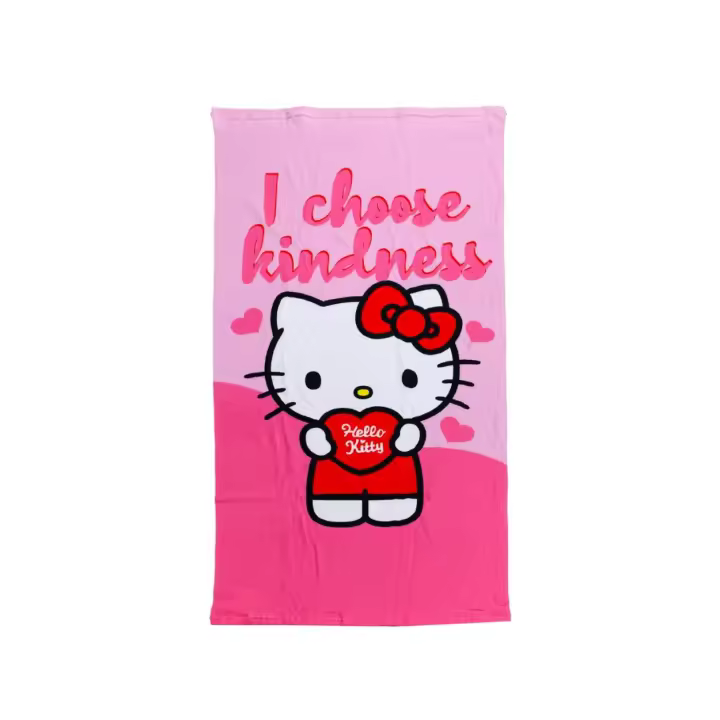 SUN & SURF Toalla de Playa Infantil HELLO KITTY Licencia Original, Microfibra Rizo, Suave y Absorbente, Ideal para Piscina, Playa o Campo - 1