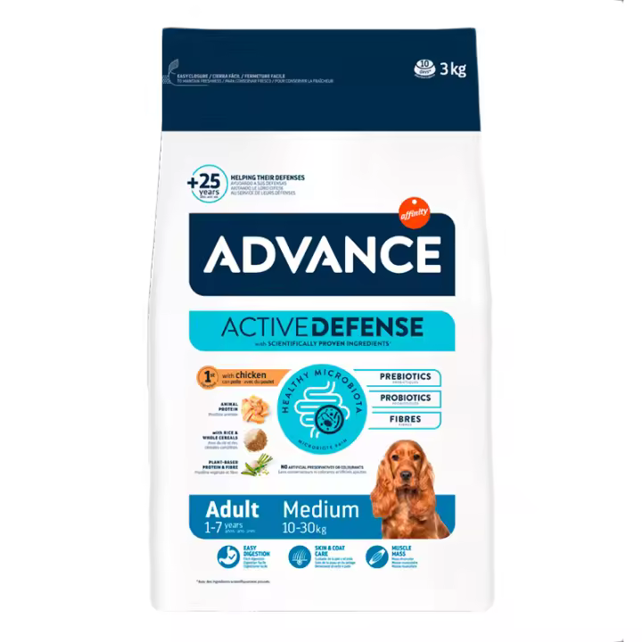Advance Adult Medium Active Defense con Pollo Pienso para Perros - 1