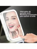 Espejo De Maquillaje LED Con Ajuste De Brillo Y Giratorio Incluye Almacenamiento Y Cargador USB Para Tu Belleza Diaria - details 3