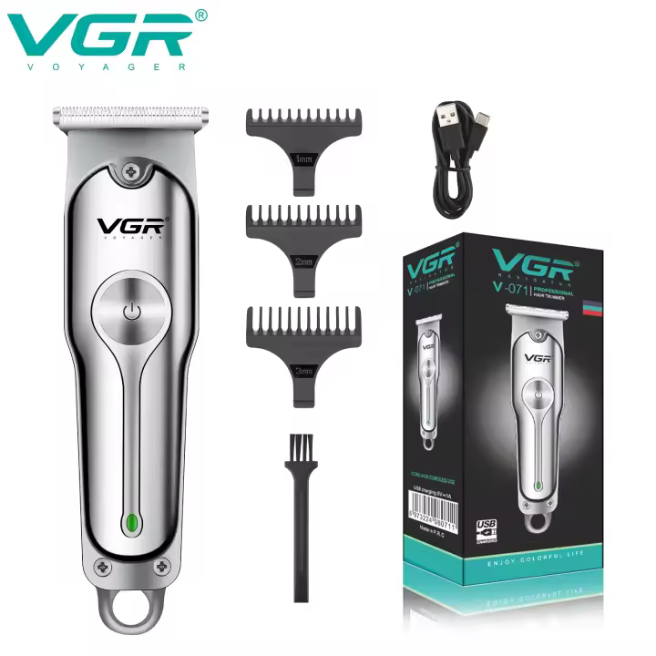 VGR Máquina De Corte De Pelo Profesional Cortadora Eléctrica Recargable T-Blade Para Hombres Longitud Mínima De Corte 0.5-1 Mm Universal - 1