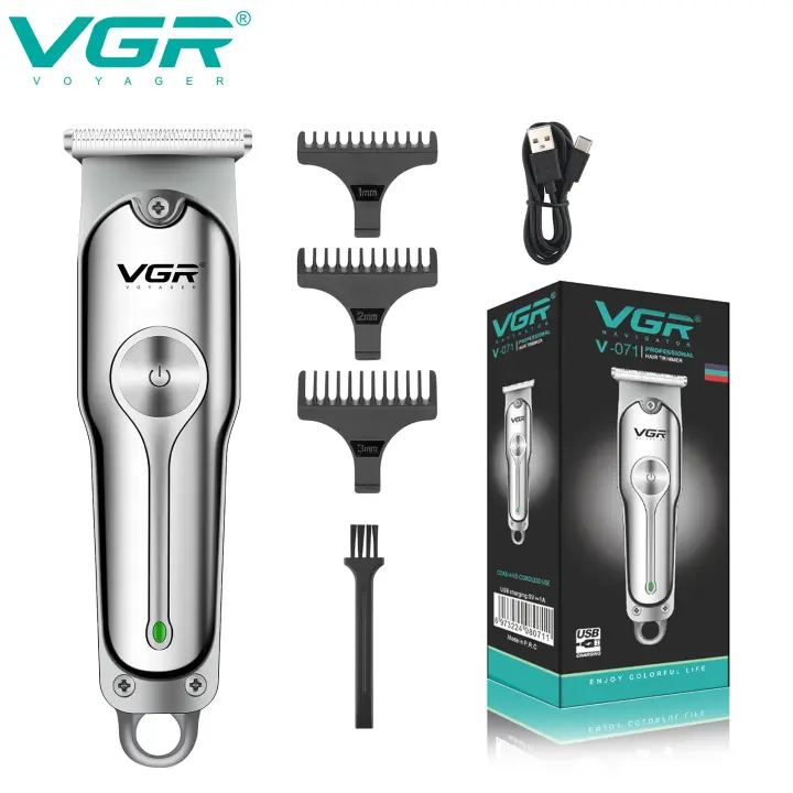 VGR Máquina De Corte De Pelo Profesional Cortadora Eléctrica Recargable T-Blade Para Hombres Longitud Mínima De Corte 0.5-1 Mm Universal - 1