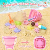 Juego De Juguetes De Playa Para Niños Y Niñas 20 Piezas Cesta De Malla Con Bote Y Cuchara De Arena Molde De Hielo Set De Juguetes De Arena Collapsible Para Viajes - details 3
