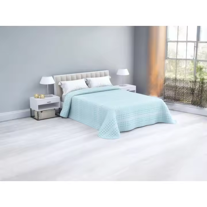 Colcha de Verano Reversible Lira Aqua | Ligera, Transpirable y Suave | Diseño Moderno y Elegante para Cama 90, 105, 135 y 150 cm | Fácil de Lavar | Microfibra Poliéster 100% | Ideal para Dormitorio Juvenil, Principal u Hospedaje Económico - 1