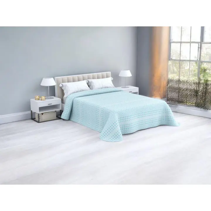 Colcha de Verano Reversible Lira Aqua | Ligera, Transpirable y Suave | Diseño Moderno y Elegante para Cama 90, 105, 135 y 150 cm | Fácil de Lavar | Microfibra Poliéster 100% | Ideal para Dormitorio Juvenil, Principal u Hospedaje Económico - 1