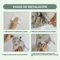 Pegatina De Pared Boho Grande De Animal Africano León Y Giraffa Tropical Árbol Acuarela Decoración Para Niños Habitación De Niños Hombres Decoración De Hogar - details 8