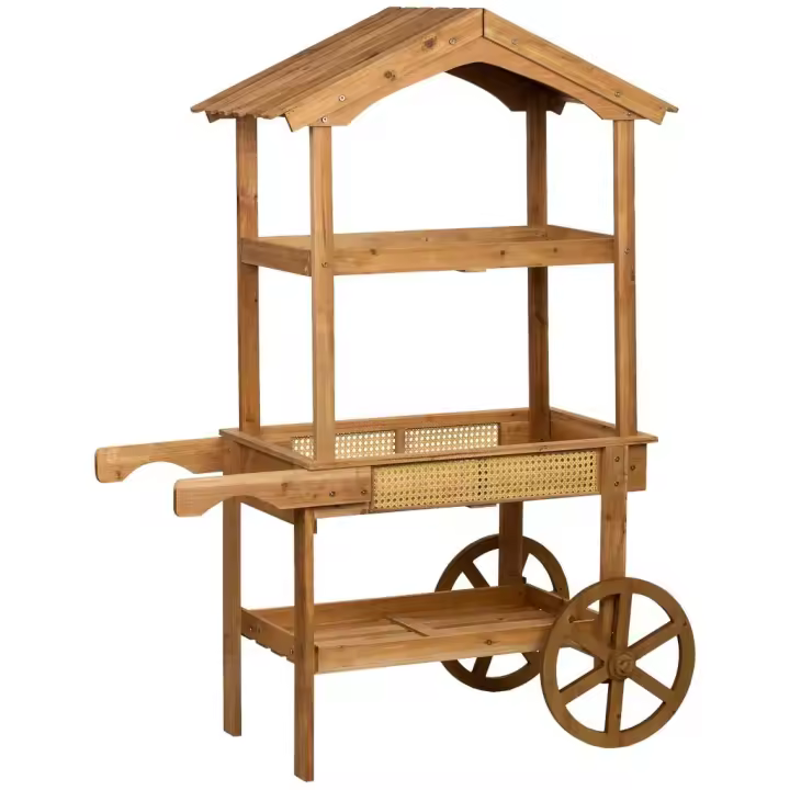 Carro expositor-estantería de madera 108x46x148h cm - 1