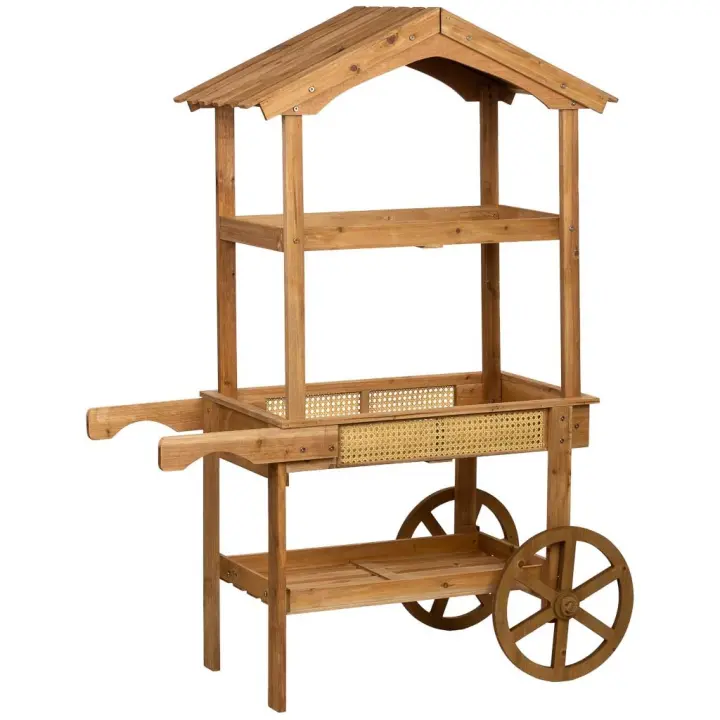 Carro expositor-estantería de madera 108x46x148h cm - 1