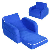 HOMCOM Sillón para Niños de 3 Años Sofá Transformable Diseño 2 en 1 Cama Infantil Plegable de 2 Posiciones con Reposabrazos Asiento Ancho Acolchado 47x45x38 cm Rosa/Azul - details 0