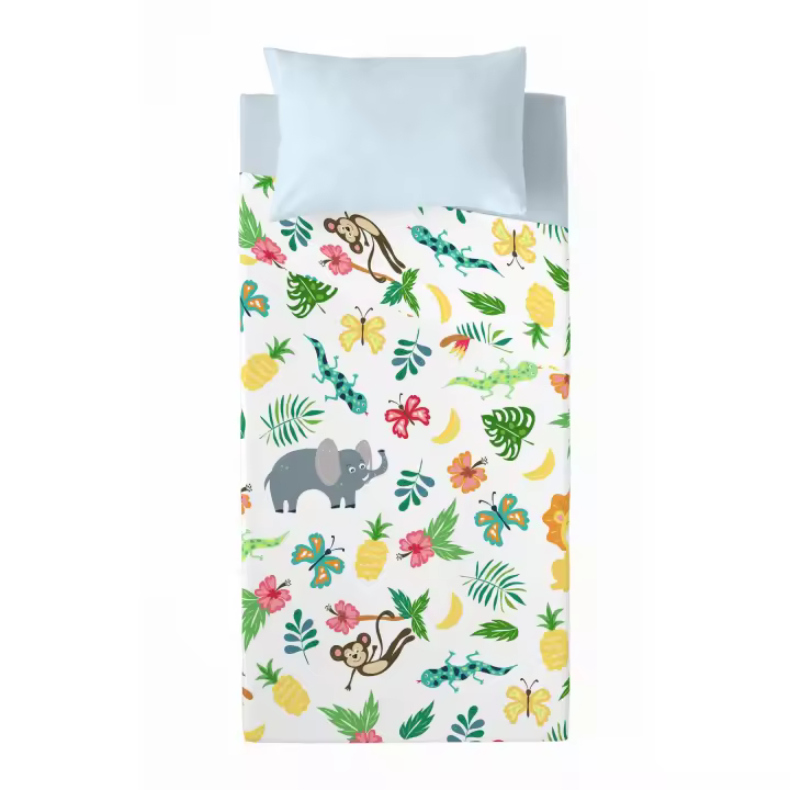 JUEGO DE SÁBANAS 100% ALGODÓN JUNGLE EXOTIC COSTURA - 1