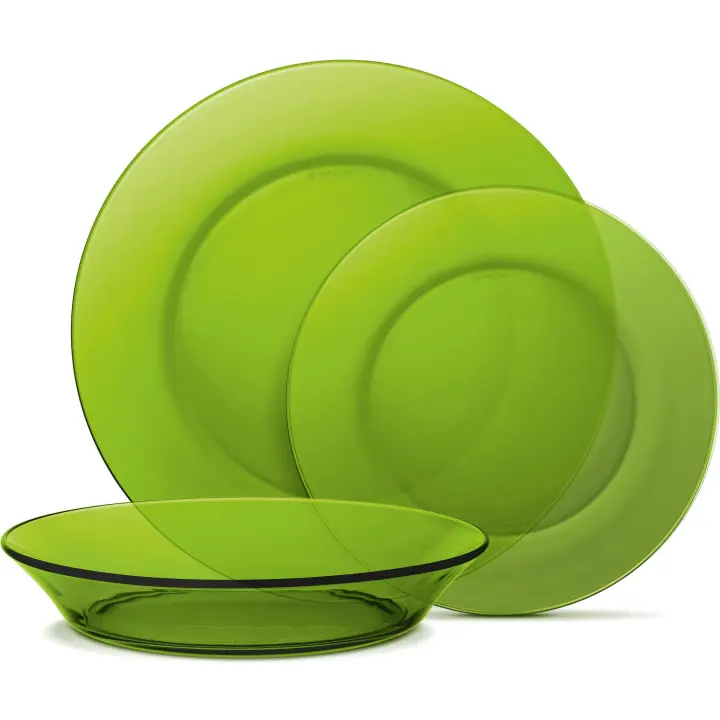 Duralex - Vajilla completa 12 Piezas de Vidrio Templado, Incluye 4 Platos Llanos de (23,5 cm), 4 Platos Hondos de (19,5 cm) y 4 Platos de Postre de (19 cm) - 1