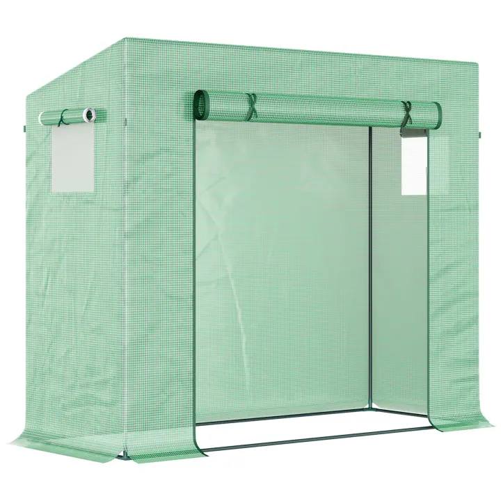 Outsunny Invernadero Pequeño Invernadero de Exterior con Ventanas y Marco de Acero Invernadero para Cultivar Tomates Plantas Flores 200x76x168 cm - 1