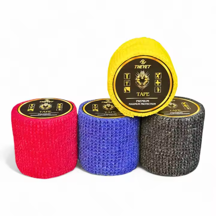 THEYET Tape Crossfit Dedos | Cinta Adhesiva Elástica Esparadrapo Deportivo Halterofilia Hook Grip Pulgar | Venda Cohesiva Entrenamiento Levantamiento Pesas | Pack 4 o 12 Rollos 5cm x 5m - 1