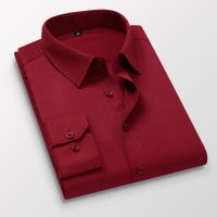 Camisas Largas Para Hombre Negro Blanco Azul Rosa Primavera Otoño Negocios Casuales Botones Cuello Redondo Formal - details 5