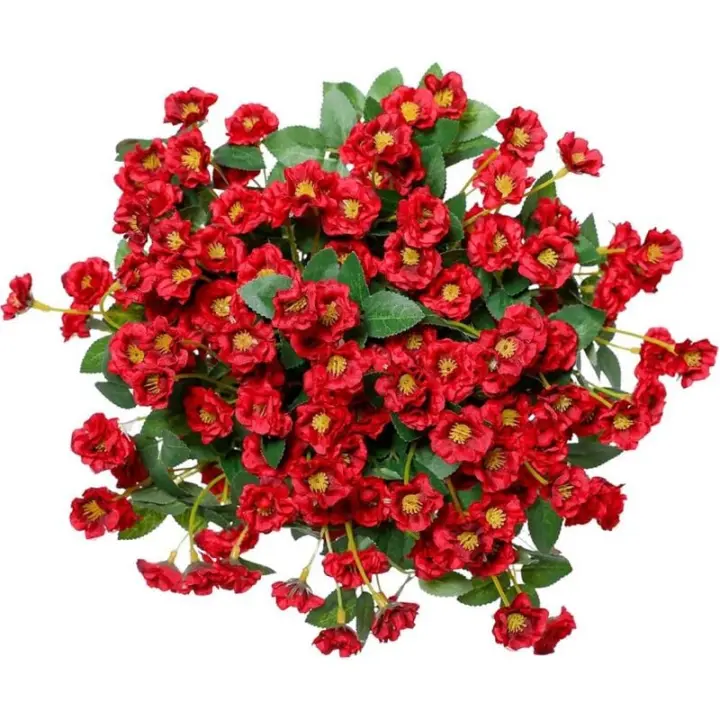 Artificielle Petite Rose Fleurs Sauvages Faux Bouquet De Fleurs En Plein Air Soie Floral Intérieur Extérieur Suspendu Jardinière - 1
